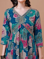 Alia Cut Floral Printed & Embroidered Rayon Kurta With Pant & Dupatta, Multicolor - Hiral Fashion - Distacart