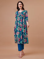 Alia Cut Floral Printed & Embroidered Rayon Kurta With Pant & Dupatta, Multicolor - Hiral Fashion - Distacart