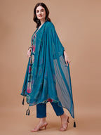 Alia Cut Floral Printed & Embroidered Rayon Kurta With Pant & Dupatta, Multicolor - Hiral Fashion - Distacart