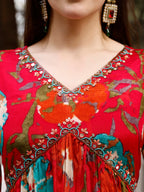 Alia Cut Hand Embroidered & Floral Printed Kurta With Pant & Dupatta Premium, Multicolor - Hiral Fashion - Distacart