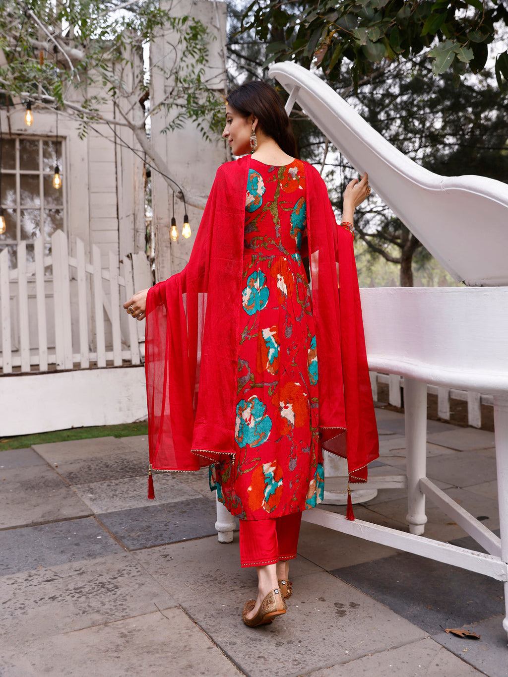 Alia Cut Hand Embroidered & Floral Printed Kurta With Pant & Dupatta Premium, Multicolor - Hiral Fashion - Distacart