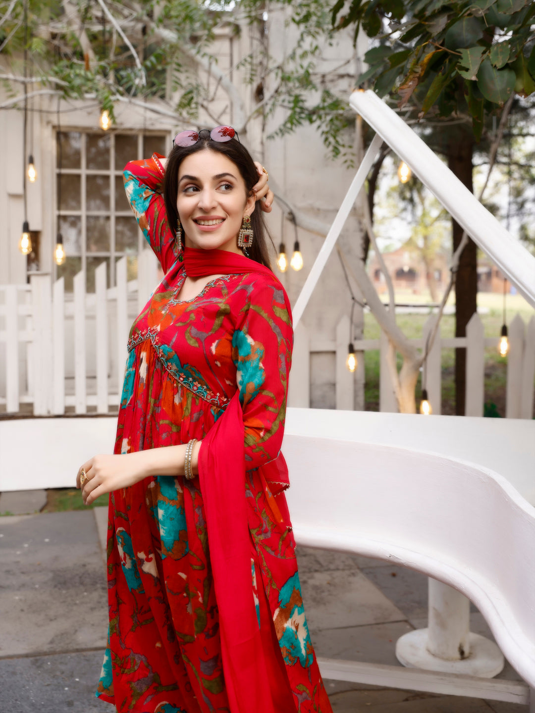 Alia Cut Hand Embroidered & Floral Printed Kurta With Pant & Dupatta Premium, Multicolor - Hiral Fashion - Distacart