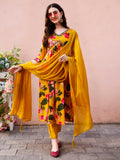 Alia Cut Hand Embroidered & Floral Printed Kurta With Pant & Dupatta Premium, Multicolor - Hiral Fashion - Distacart