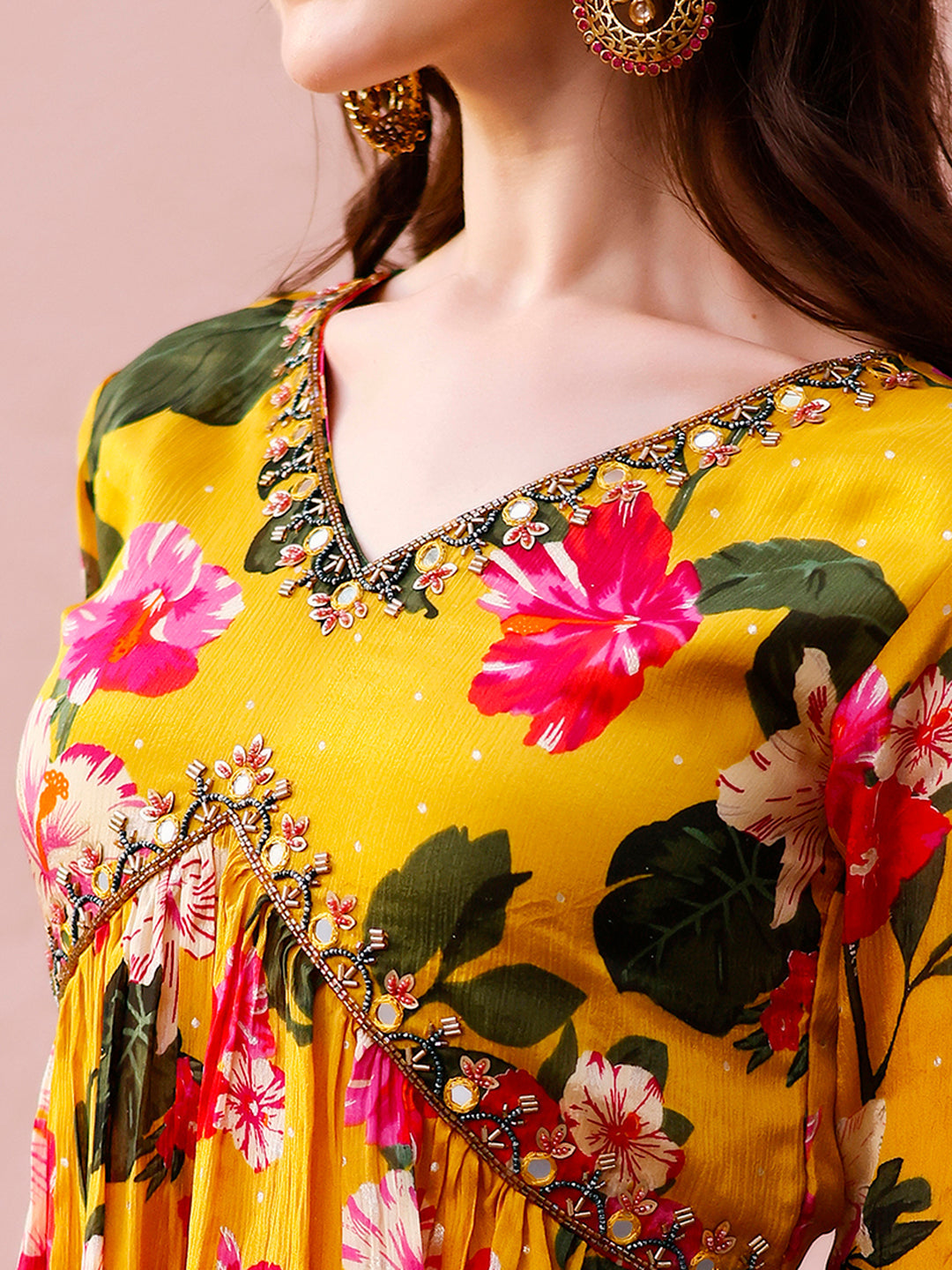 Alia Cut Hand Embroidered & Floral Printed Kurta With Pant & Dupatta Premium, Multicolor - Hiral Fashion - Distacart