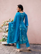 Alia Cut Hand Embroidered & Floral Printed Kurta With Pant & Dupatta Premium, Multicolor - Hiral Fashion - Distacart