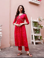Alia Cut Hand Embroidered & Floral Printed Kurta With Pant & Dupatta Premium, Multicolor - Hiral Fashion - Distacart