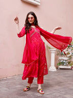 Alia Cut Hand Embroidered & Floral Printed Kurta With Pant & Dupatta Premium, Multicolor - Hiral Fashion - Distacart