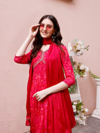 Alia Cut Hand Embroidered & Floral Printed Kurta With Pant & Dupatta Premium, Multicolor - Hiral Fashion - Distacart