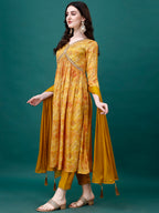 Alia Cut Hand Embroidered & Printed Pure Chinon Kurta With Pant & Dupatta, Multicolor - Hiral Fashion - Distacart