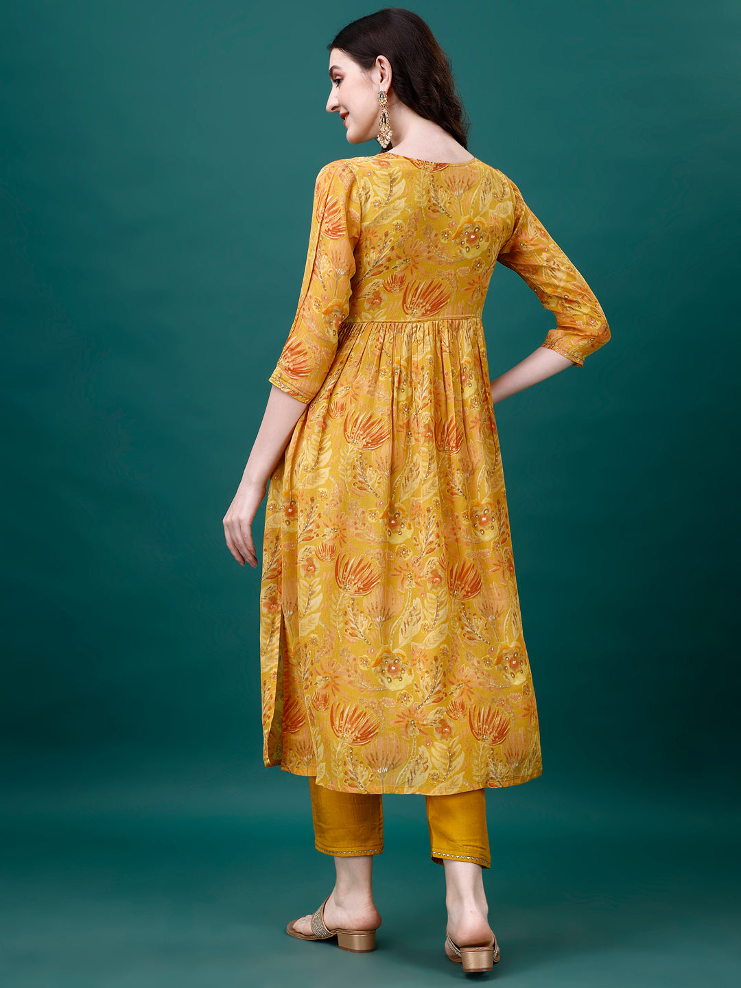 Alia Cut Hand Embroidered & Printed Pure Chinon Kurta With Pant & Dupatta, Multicolor - Hiral Fashion - Distacart