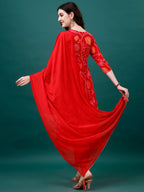 Alia Cut Hand Embroidered & Printed Pure Chinon Kurta With Pant & Dupatta, Multicolor - Hiral Fashion - Distacart