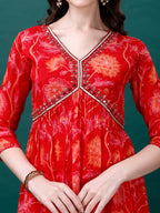 Alia Cut Hand Embroidered & Printed Pure Chinon Kurta With Pant & Dupatta, Multicolor - Hiral Fashion - Distacart