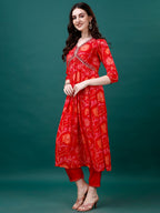 Alia Cut Hand Embroidered & Printed Pure Chinon Kurta With Pant & Dupatta, Multicolor - Hiral Fashion - Distacart