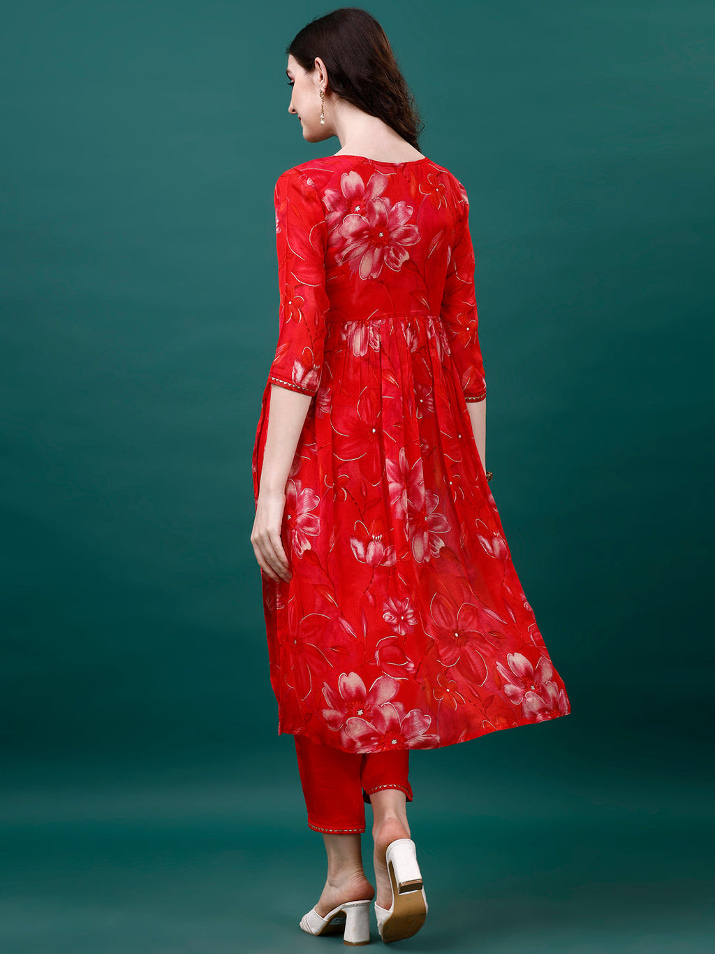 Alia Cut Hand Embroidered & Printed Pure Chinon Kurat With Pant & Dupatta, Multicolor - Hiral Fashion - Distacart