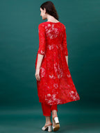 Alia Cut Hand Embroidered & Printed Pure Chinon Kurat With Pant & Dupatta, Multicolor - Hiral Fashion - Distacart