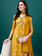 Alia Cut Hand Embroidered & Printed Pure Chinon Kurat With Pant & Dupatta, Multicolor - Hiral Fashion - Distacart