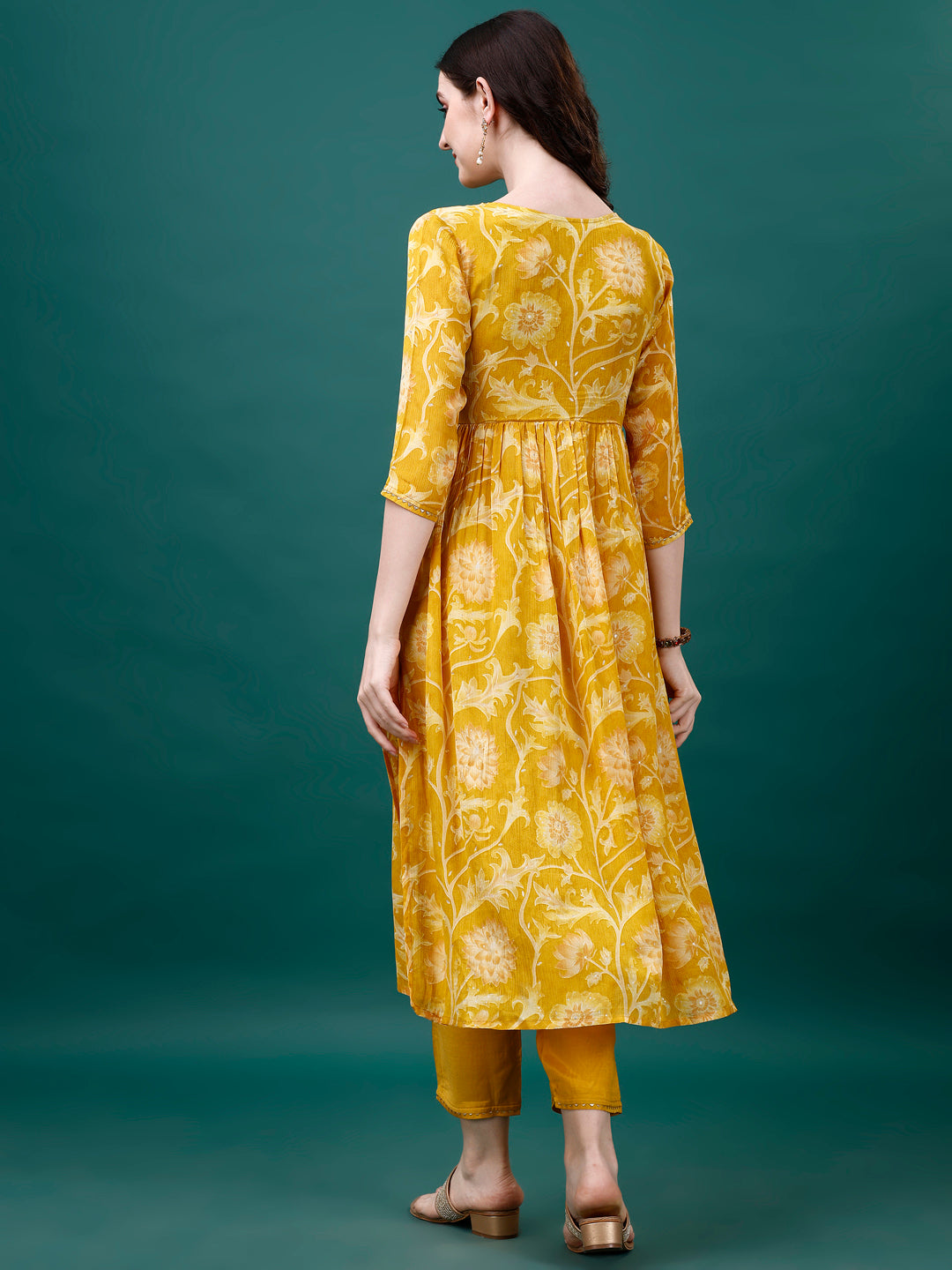 Alia Cut Hand Embroidered & Printed Pure Chinon Kurat With Pant & Dupatta, Multicolor - Hiral Fashion - Distacart