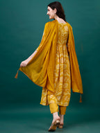 Alia Cut Hand Embroidered & Printed Pure Chinon Kurat With Pant & Dupatta, Multicolor - Hiral Fashion - Distacart