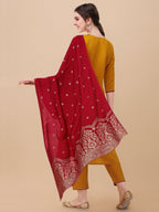 Hand Embroidered Kurta With Pant & Banarasi Dupatta, Multicolor - Hiral Fashion - Distacart