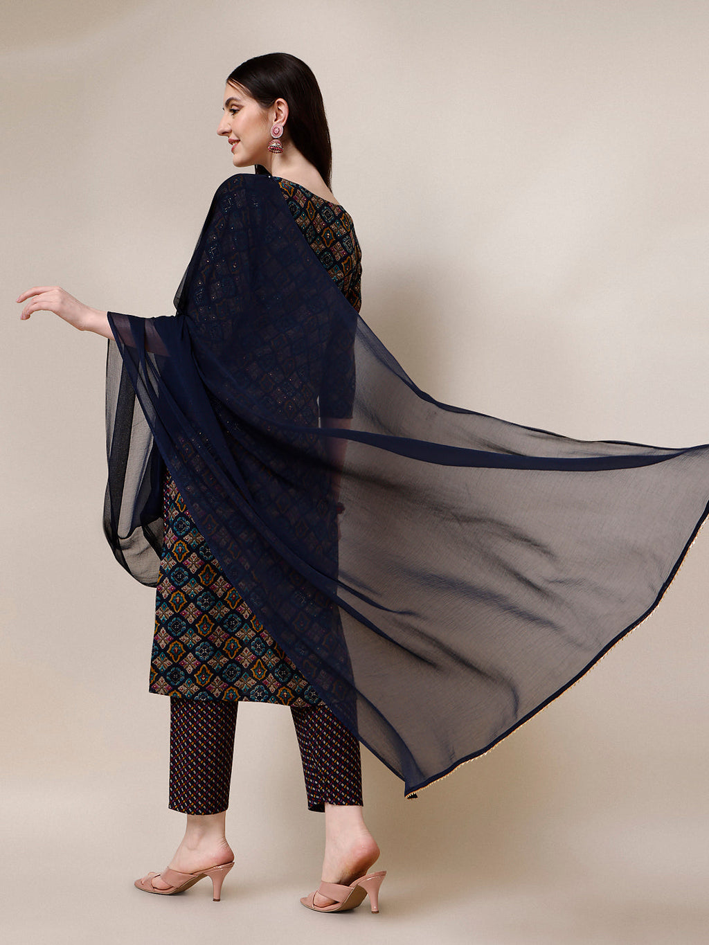 Printed Kurta With Pant & Dupatta Set, Multicolor - Hiral Fashion - Distacart