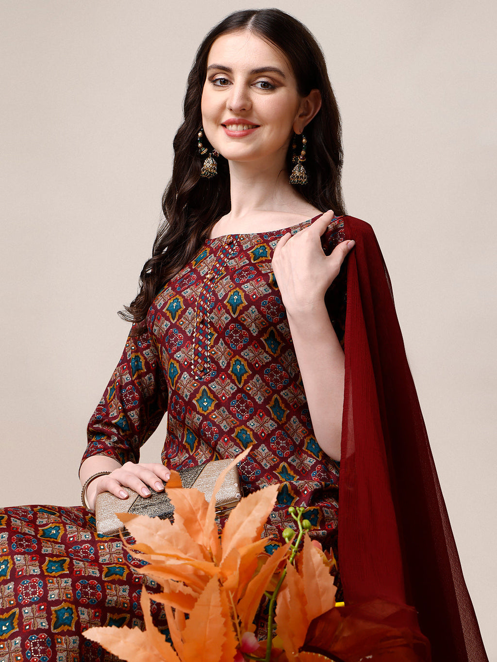 Printed Kurta With Pant & Dupatta Set, Multicolor - Hiral Fashion - Distacart