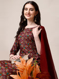 Printed Kurta With Pant & Dupatta Set, Multicolor - Hiral Fashion - Distacart