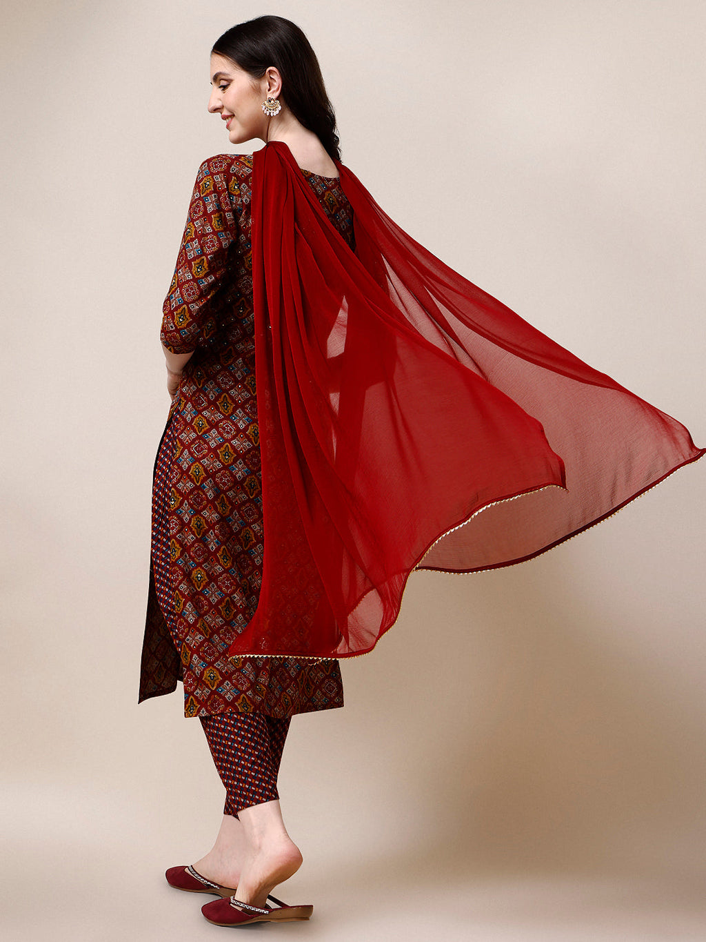 Printed Kurta With Pant & Dupatta Set, Multicolor - Hiral Fashion - Distacart