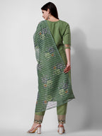 Hand Embroidered Kurta With Pant And Dupatta Set Premium, Multicolor - Hiral Fashion - Distacart