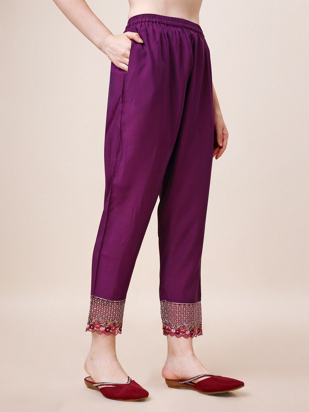 Hand Embroidered Kurta With Pant And Dupatta Set Premium, Multicolor - Hiral Fashion - Distacart