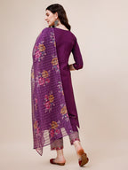 Hand Embroidered Kurta With Pant And Dupatta Set Premium, Multicolor - Hiral Fashion - Distacart