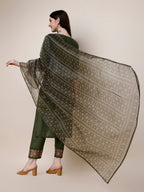 Embroidered Kurta With Pant And Printed Dupatta Set, Multicolor - Hiral Fashion - Distacart