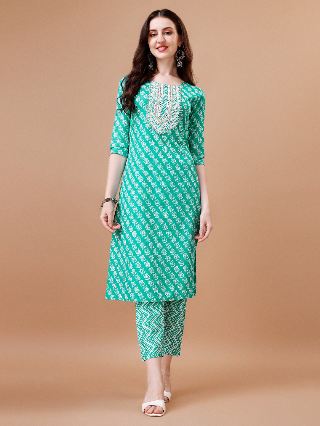 Embroidered & Floral Printed Kurta With Pant & Dupatta, Multicolor - Hiral Fashion - Distacart