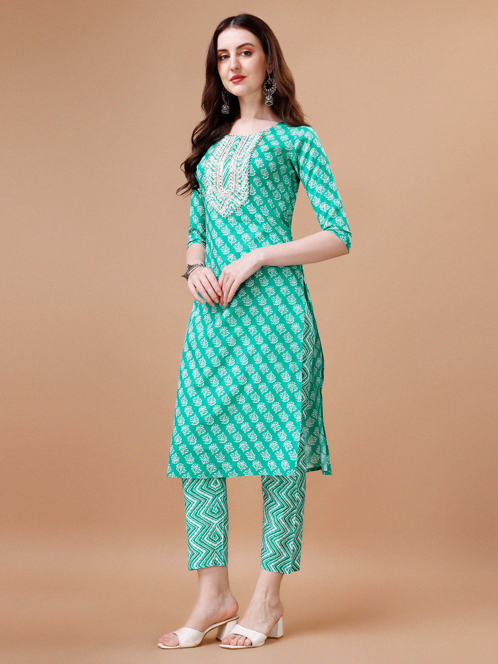 Embroidered & Floral Printed Kurta With Pant & Dupatta, Multicolor - Hiral Fashion - Distacart