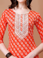Embroidered & Floral Printed Kurta With Pant & Dupatta, Multicolor - Hiral Fashion - Distacart