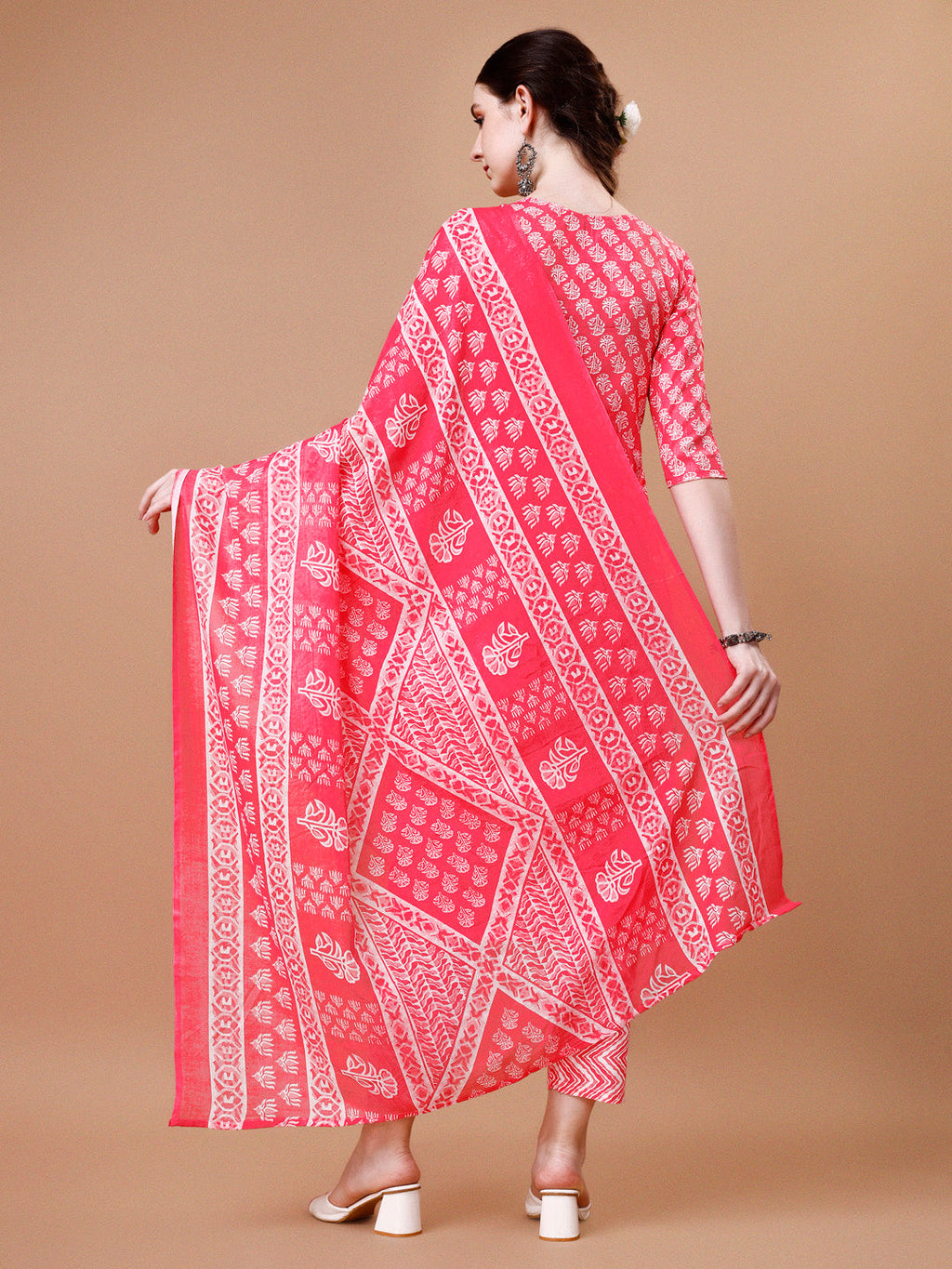 Embroidered & Floral Printed Kurta With Pant & Dupatta, Multicolor - Hiral Fashion