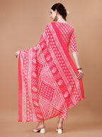Embroidered & Floral Printed Kurta With Pant & Dupatta, Multicolor - Hiral Fashion