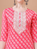 Embroidered & Floral Printed Kurta With Pant & Dupatta, Multicolor - Hiral Fashion