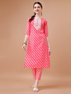 Embroidered & Floral Printed Kurta With Pant & Dupatta, Multicolor - Hiral Fashion
