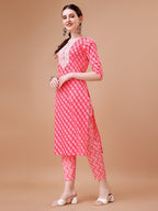 Embroidered & Floral Printed Kurta With Pant & Dupatta, Multicolor - Hiral Fashion