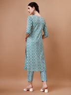 Printed & Lace Yoke Embroidered Kurta With Pant & Dupatta, Multicolor - Hiral Fashion - Distacart