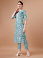 Printed & Lace Yoke Embroidered Kurta With Pant & Dupatta, Multicolor - Hiral Fashion - Distacart