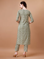 Printed & Lace Yoke Embroidered Kurta With Pant & Dupatta, Multicolor - Hiral Fashion - Distacart