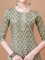 Printed & Lace Yoke Embroidered Kurta With Pant & Dupatta, Multicolor - Hiral Fashion - Distacart
