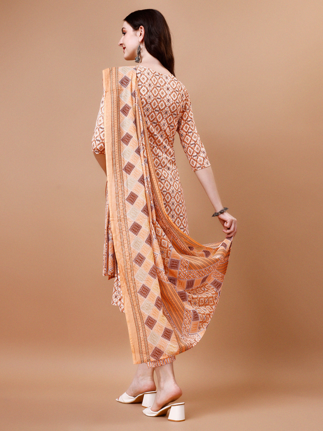 Printed & Lace Yoke Embroidered Kurta With Pant & Dupatta, Multicolor - Hiral Fashion - Distacart