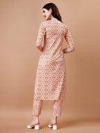 Printed & Lace Yoke Embroidered Kurta With Pant & Dupatta, Multicolor - Hiral Fashion - Distacart