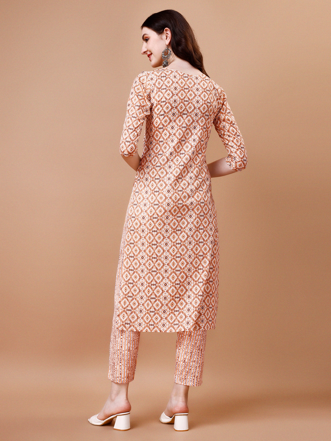 Printed & Lace Yoke Embroidered Kurta With Pant & Dupatta, Multicolor - Hiral Fashion - Distacart