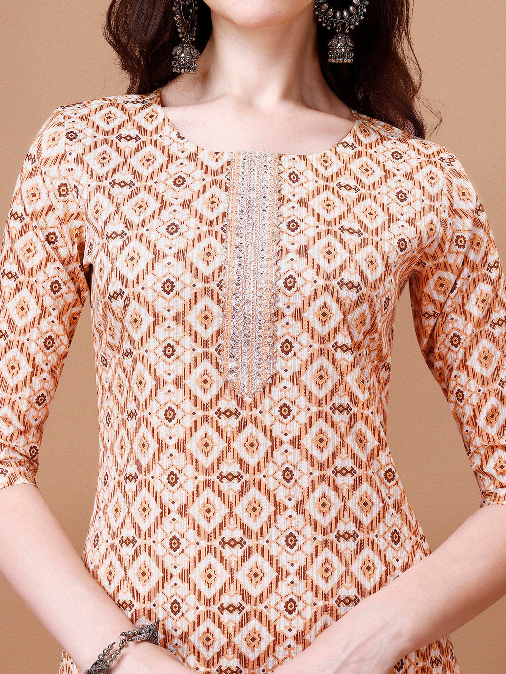 Printed & Lace Yoke Embroidered Kurta With Pant & Dupatta, Multicolor - Hiral Fashion - Distacart