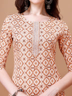 Printed & Lace Yoke Embroidered Kurta With Pant & Dupatta, Multicolor - Hiral Fashion - Distacart