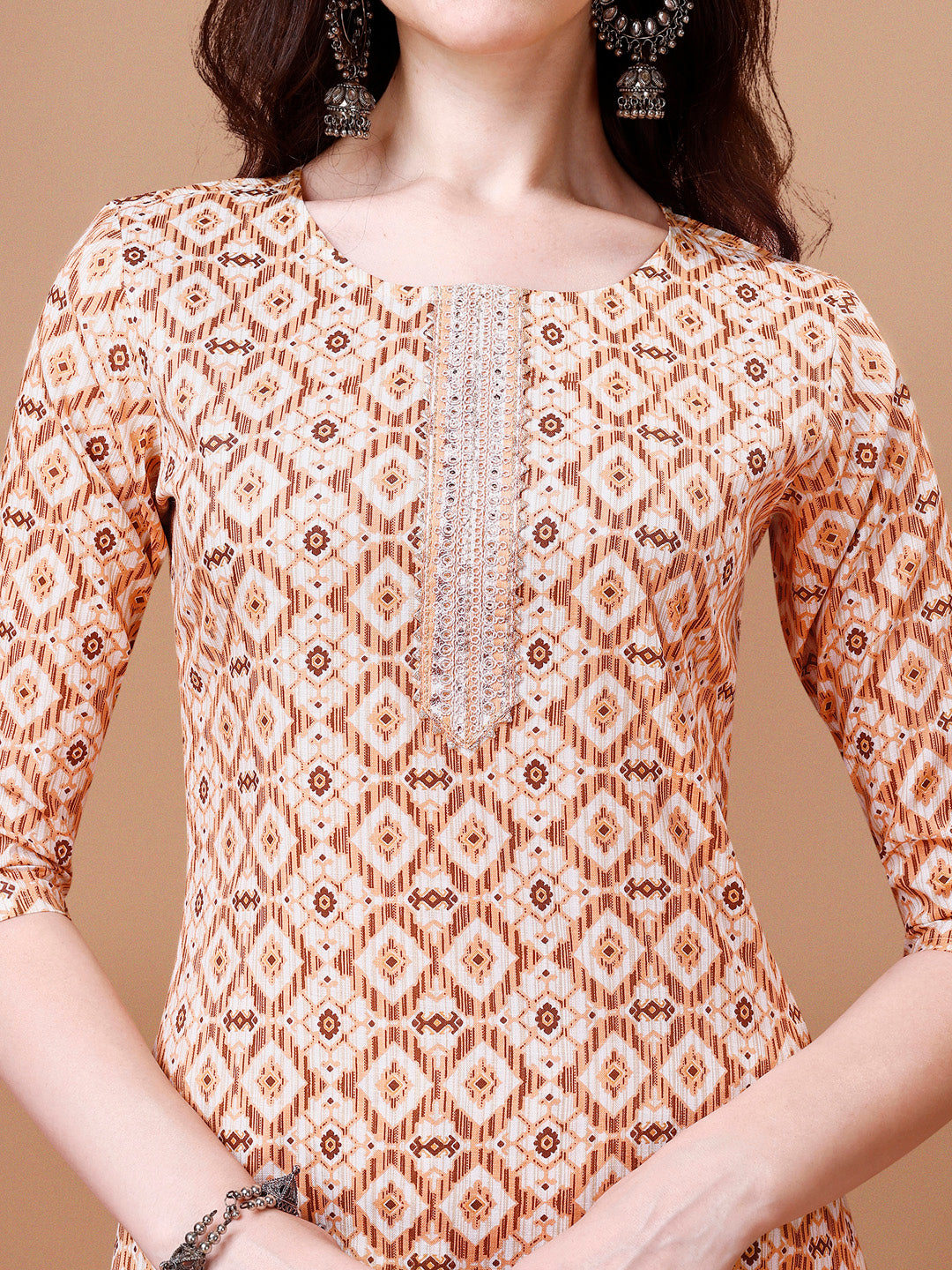 Printed & Lace Yoke Embroidered Kurta With Pant & Dupatta, Multicolor - Hiral Fashion - Distacart