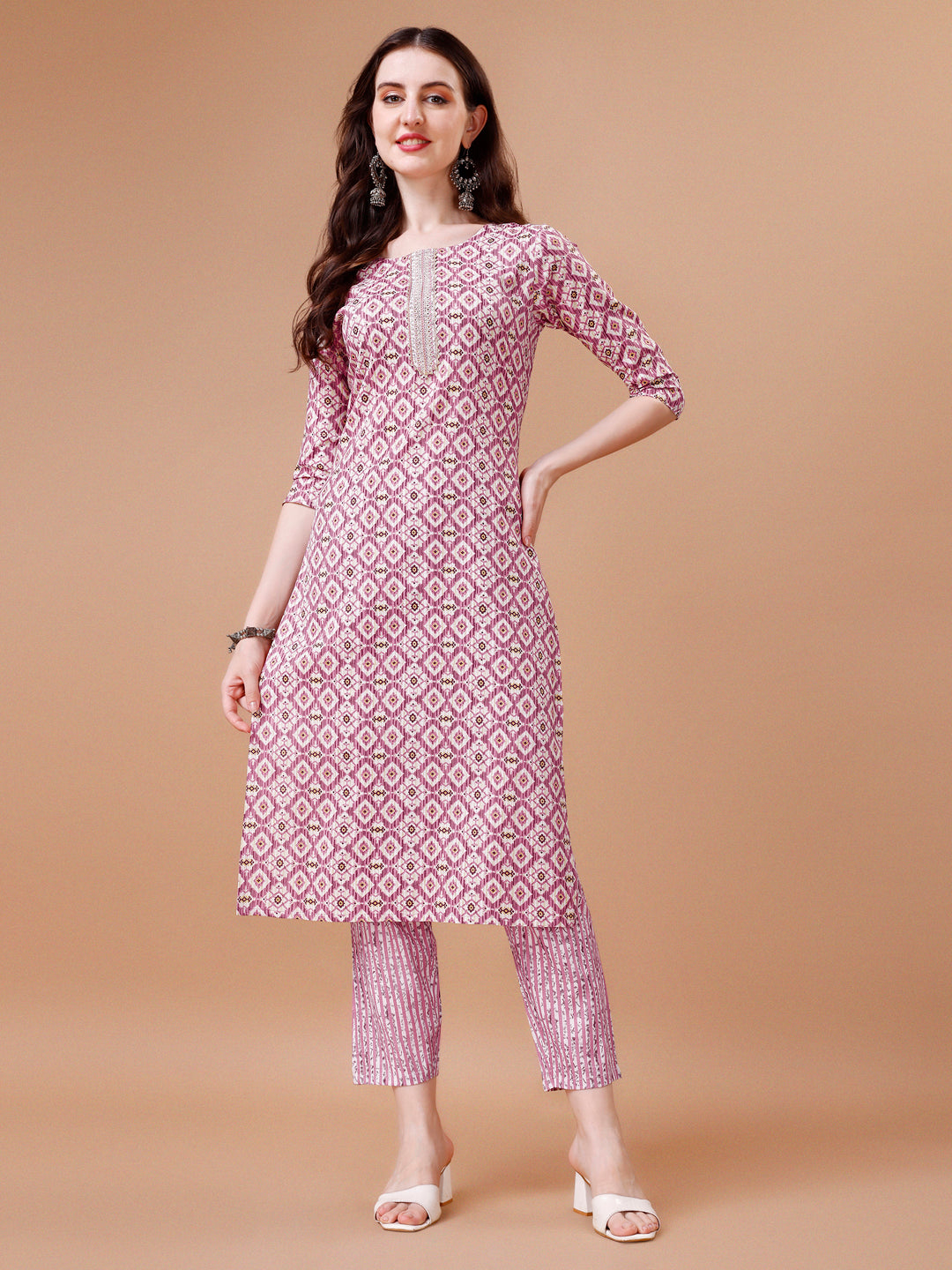 Printed & Lace Yoke Embroidered Kurta With Pant & Dupatta, Multicolor - Hiral Fashion - Distacart